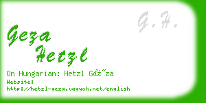 geza hetzl business card